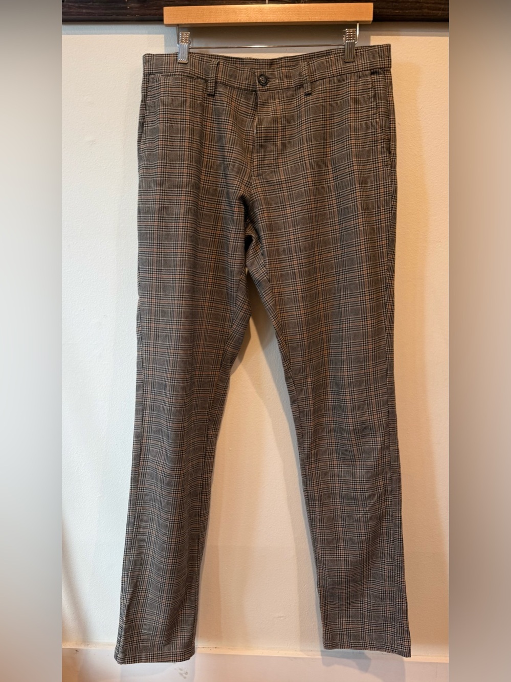 Old Navy Men's Plaid Dress Pants in Glen Plaid Brown and Gray 32x34